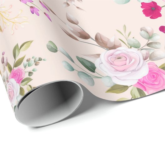 Blumenmuster Geschenkpapier (Rolleneckpunkt)