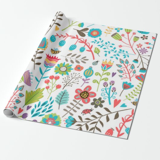 Blumenmuster Geschenkpapier (Ungerollt)
