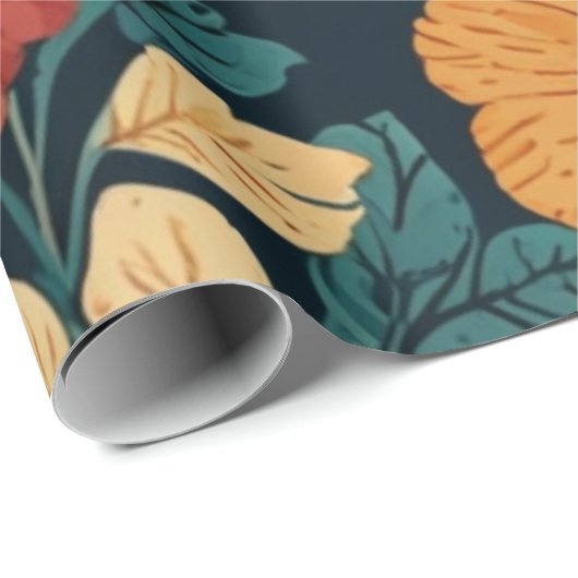 Blumenmuster Geschenkpapier (Rolleneckpunkt)