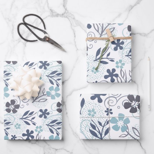 Blumenmuster Geschenkpapier Set (Vorderseite)