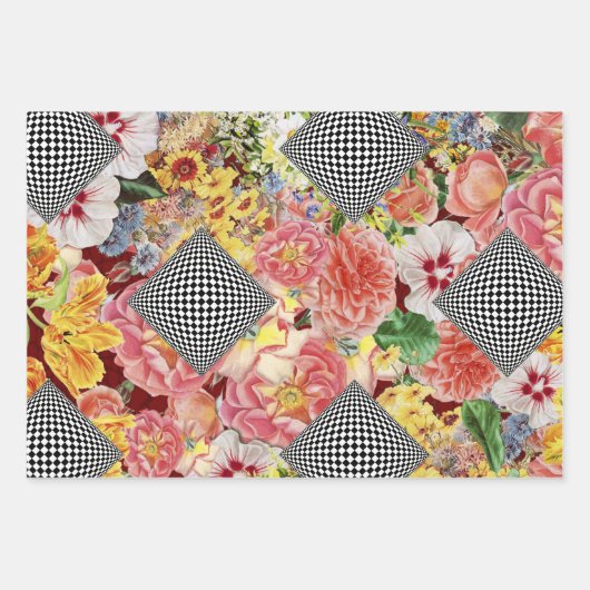 Blumenmuster Geschenkpapier Set (Vorderseite)