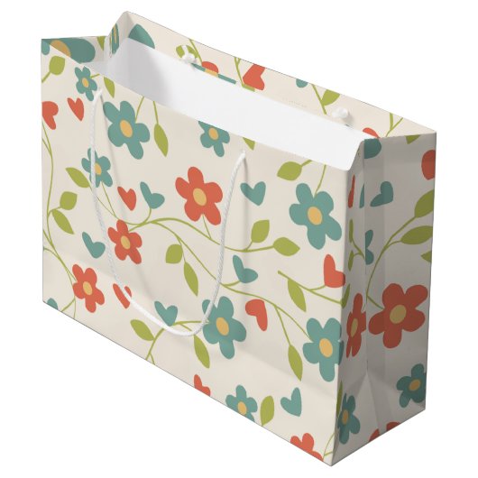 Blumenmuster-Geschenktasche Große Geschenktüte (Vorderseite Schrägansicht)