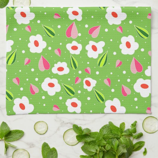 Blumenmuster Geschirrtuch (Gefaltet)