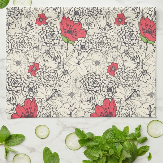 Blumenmuster Geschirrtuch (Gefaltet)