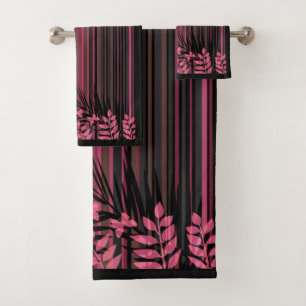 Blumenmuster, gestreift, Retro Badhandtuch Set