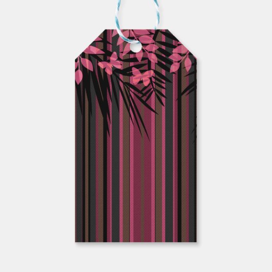 Blumenmuster, gestreift, Retro Geschenkanhänger (Rückseite)