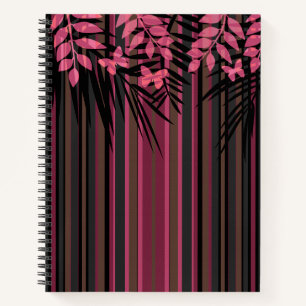 Blumenmuster, gestreift, Retro Notizblock