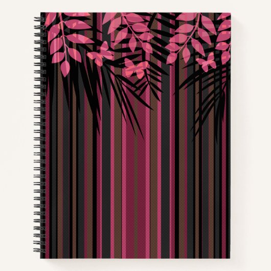 Blumenmuster, gestreift, Retro Notizblock (Vorderseite)