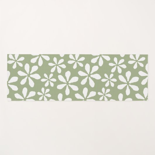 Blumenmuster Girly Sage Grüne botanische Blume Yogamatte (Vorderseite (Horizontal))