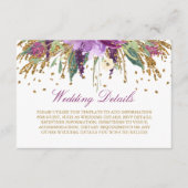 Blumenmuster-Glitzer Amethyst-Hochzeitsempfehlung Begleitkarte (Vorderseite)