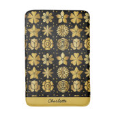 Blumenmuster Golddoodle-Rose personalisierter Name Badematte (Vorderseite Vertikal)