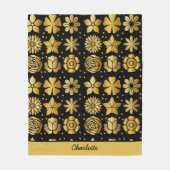Blumenmuster Golddoodle-Rose personalisierter Name Fleecedecke (Vorderseite)
