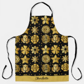 Blumenmuster Golddoodle-Rose personalisierter Name Schürze (Vorderseite)