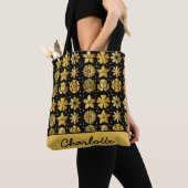 Blumenmuster Golddoodle-Rose personalisierter Name Tasche (Von Nahem)