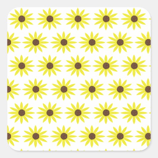 Blumenmuster Goldene gelbe Blumen Quadratischer Aufkleber (Vorderseite)
