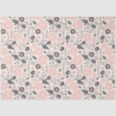 Blumenmuster Grau Pink Schwarz Seidenpapier (Vorderseite)