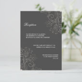 Blumenmuster Grau/Weiß - Empfang Einladung (Stehend Vorderseite)