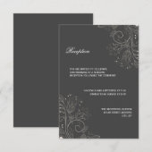 Blumenmuster Grau/Weiß - Empfang Einladung (Vorne/Hinten)