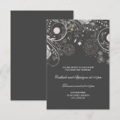 Blumenmuster Grau/Weiß - Empfang Einladung (Vorne/Hinten)