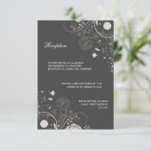Blumenmuster Grau/Weiß - Empfang Einladung (Stehend Vorderseite)