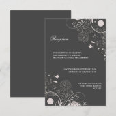 Blumenmuster Grau/Weiß - Empfang Einladung (Vorne/Hinten)