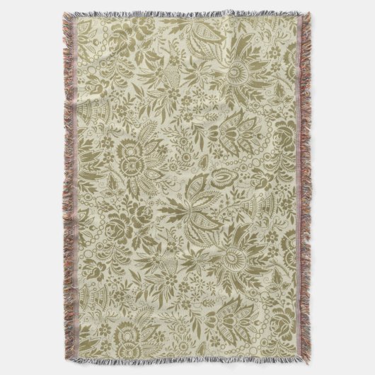 Blumenmuster Green Sage Antike Damaskus Decke (Vorderseite Vertikal)