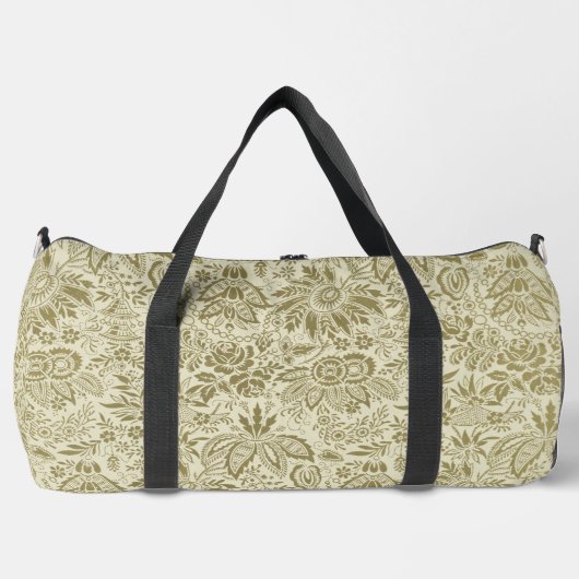 Blumenmuster Green Sage Antike Damaskus Duffle Bag (Vorderseite)