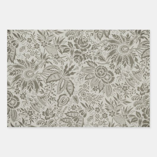 Blumenmuster Green Sage Antike Damaskus Geschenkpapier Set (Vorderseite 2)