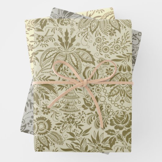 Blumenmuster Green Sage Antike Damaskus Geschenkpapier Set (Beispiel)