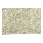 Blumenmuster Green Sage Antike Damaskus Kissenbezug (Vorderseite-Rechts)