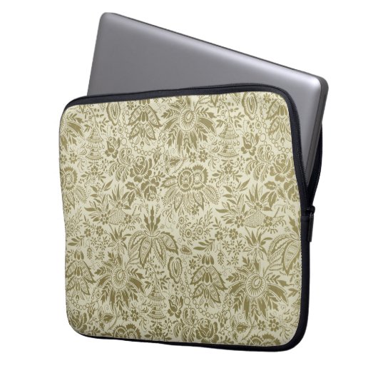 Blumenmuster Green Sage Antike Damaskus Laptopschutzhülle (Vorderseite Links)