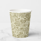 Blumenmuster Green Sage Antike Damaskus Pappbecher (Vorderseite)