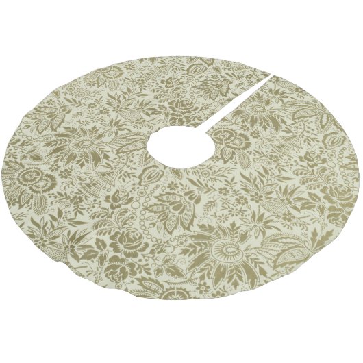 Blumenmuster Green Sage Antike Damaskus Polyester Weihnachtsbaumdecke (Schrägansicht)