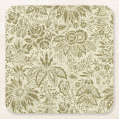 Blumenmuster Green Sage Antike Damaskus Rechteckiger Pappuntersetzer (Vorderseite)