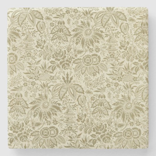 Blumenmuster Green Sage Antike Damaskus Steinuntersetzer (Vorderseite)