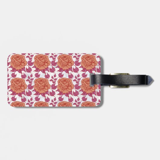Blumenmuster große Blüte mit personalisiertem Name Gepäckanhänger (Rückseite horizontal)