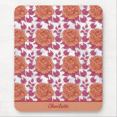 Blumenmuster große Blüte mit personalisiertem Name Mousepad (Vorne)