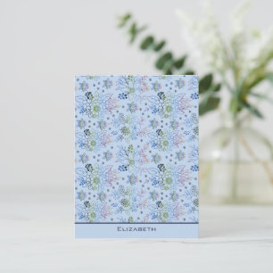 Blumenmuster große Blüte mit personalisiertem Name Postkarte