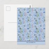 Blumenmuster große Blüte mit personalisiertem Name Postkarte (Vorne/Hinten)