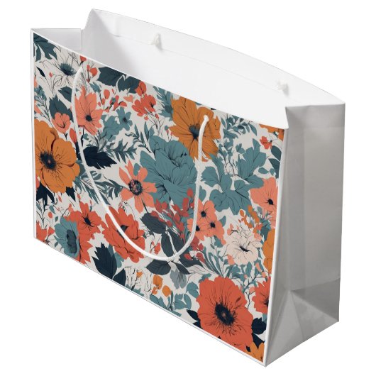 Blumenmuster Große Geschenktüte (Rückseite Schrägansicht)