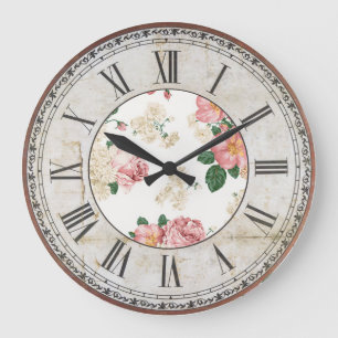 Blumenmuster Große Wanduhr