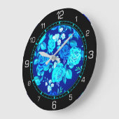Blumenmuster Große Wanduhr (Winkel)