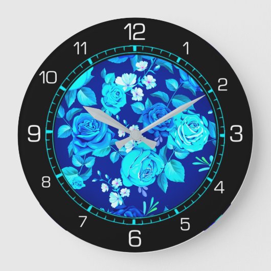 Blumenmuster Große Wanduhr (Vorderseite)