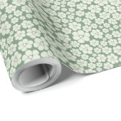 Blumenmuster - Grün Geschenkpapier (Rolleneckpunkt)