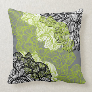 Blumenmuster grün graues Kissen
