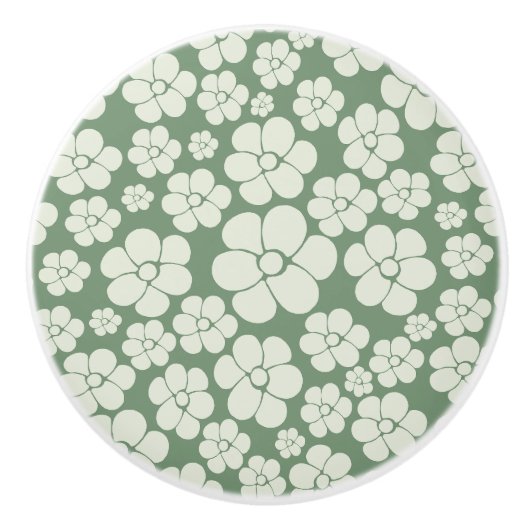 Blumenmuster - Grün Keramikknauf (Vorderseite)