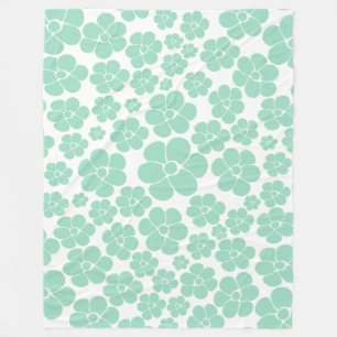 Blumenmuster - Grün (Minze) Fleecedecke