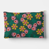 Blumenmuster grün niedliche Monogramm-Kosmetika Zubehörtasche (Rückseite)