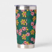 Blumenmuster grün niedliche Monogramm Wasser Flasc Thermobecher (Rechts)