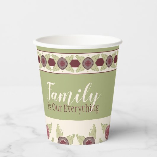 Blumenmuster Grün Pappbecher (Vorderseite)